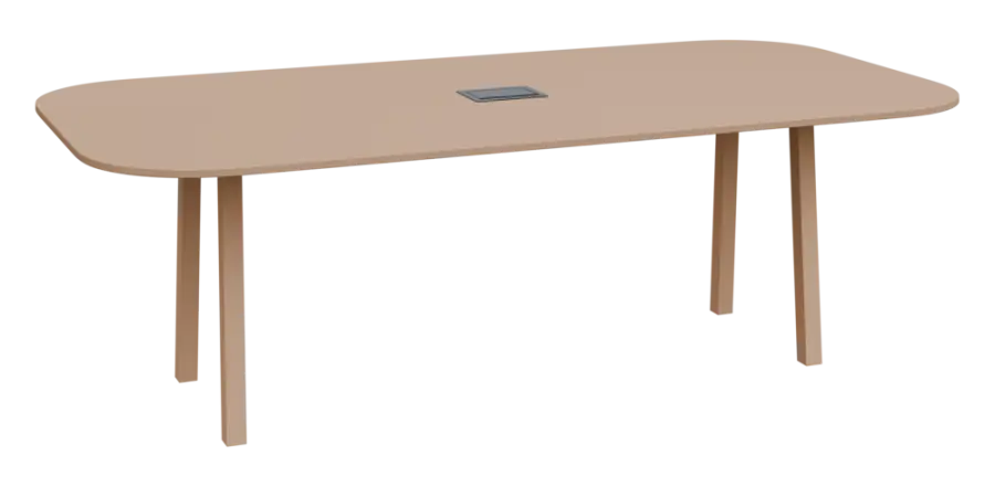 RGY 11 stůl jednací, masivní dřevěná podnož, zásuvkový systém EVOLINE, deska 18 mm, široký 2400 mm, neutrální